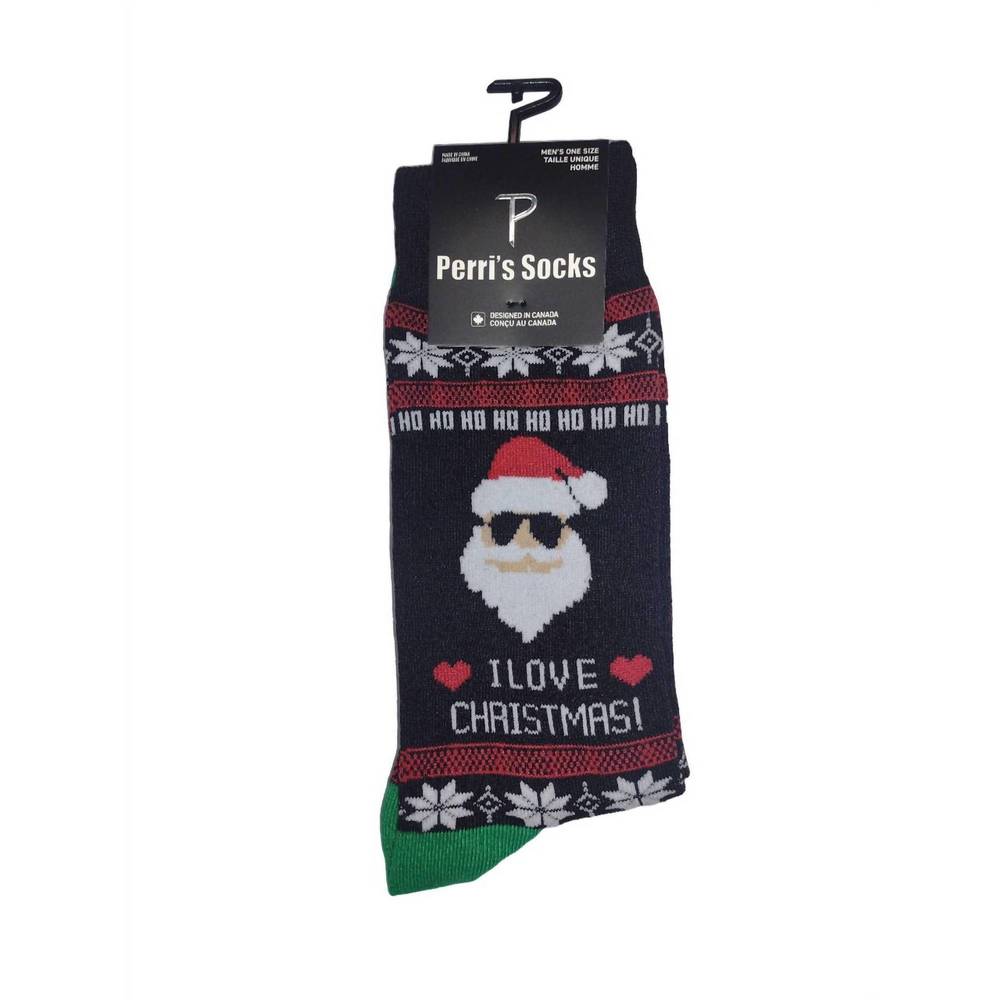 NEW PERRI’S SOCKS men's novelty christmas santa crew socks in black
